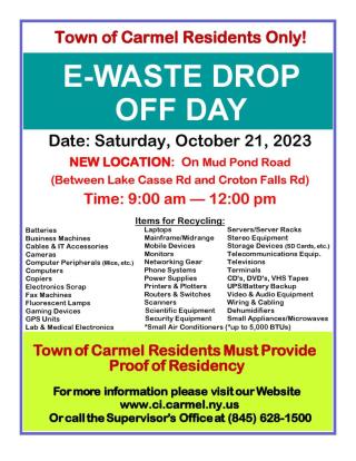 TOWN OF CARMEL E-WASTE DROP OFF DAY
